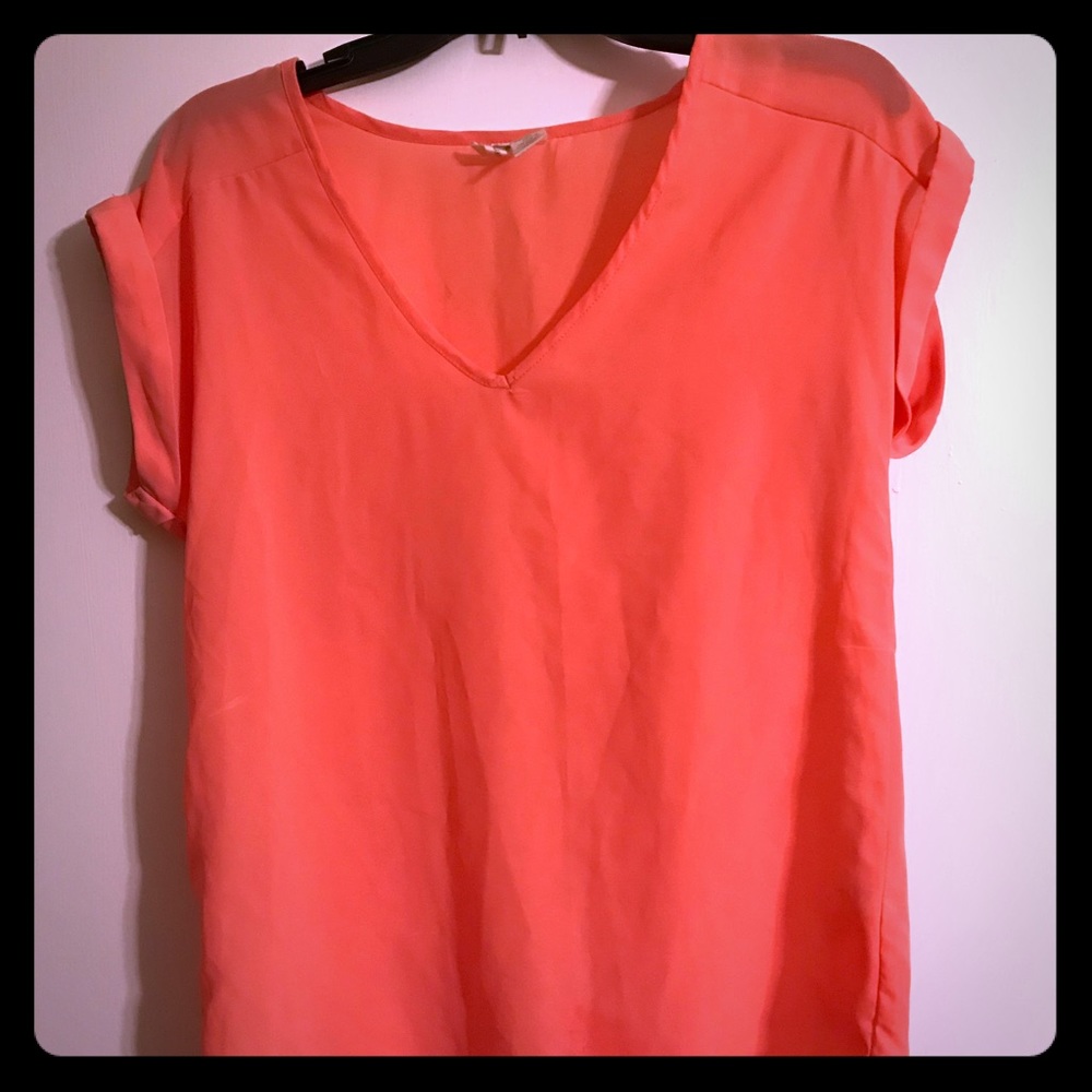 Coral short sleeve blouse